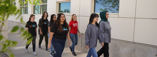 Students walking in a group